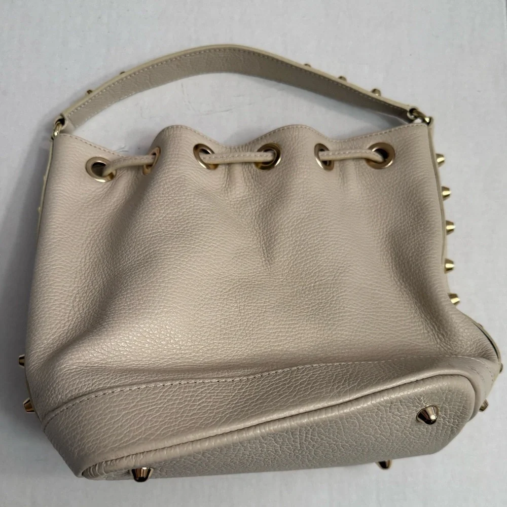 BORSE IN BELLE CROSSBODY & SHOULDER CREAM Leather Bucket Bag MADE IN ITALY